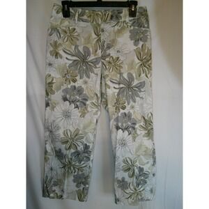 Tribal Stretch Capri Pants Floral Print Women Size 8 Cropped